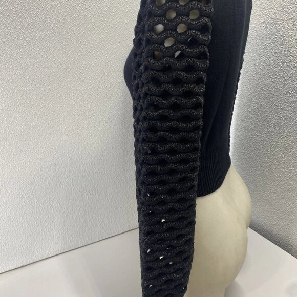 NEW MARIA PAVAN Womens Sequin Braided Long Sleeve Soft Sweater Size M Black - Picture 6 of 13